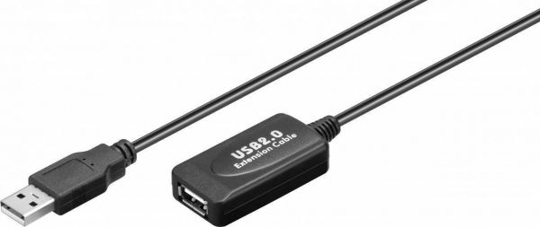 Aktives USB 2.0 Verlängerungskabel 10m, Schwarz